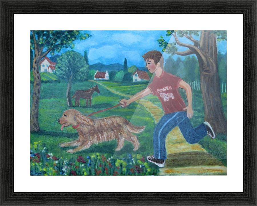 walking the dog Picture Frame print