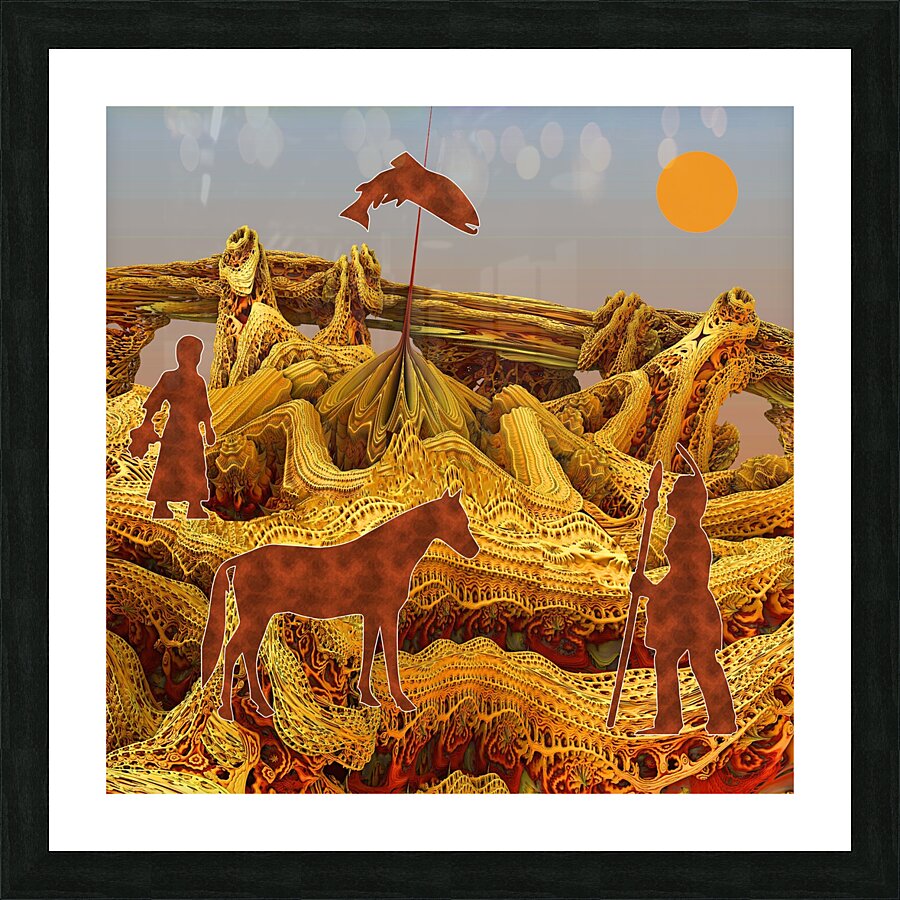 Golden Native Americans Picture Frame print