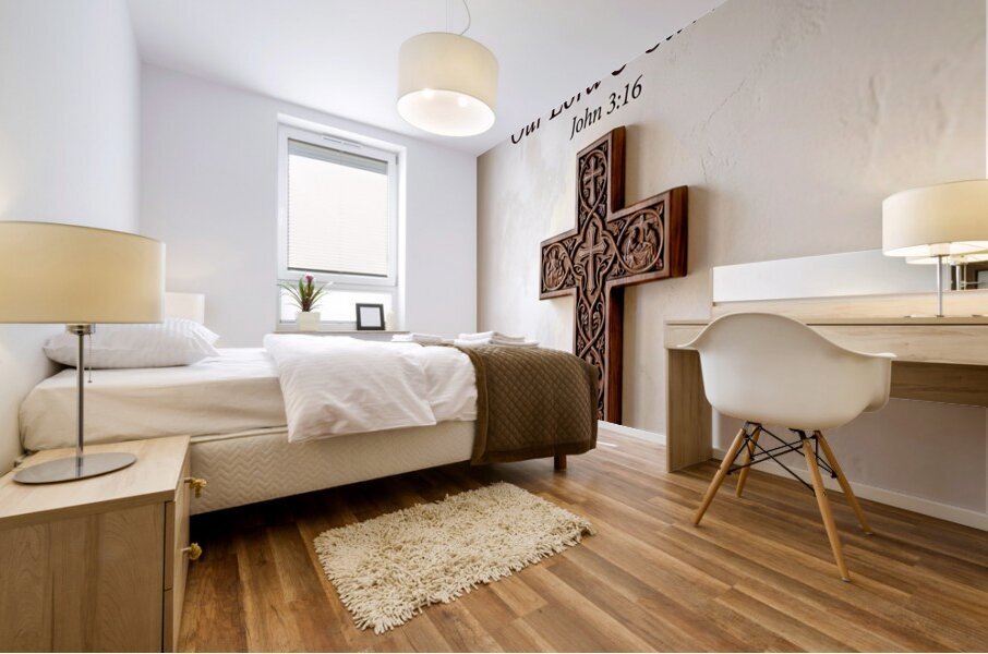 Walnut Cross on Wall Mural print