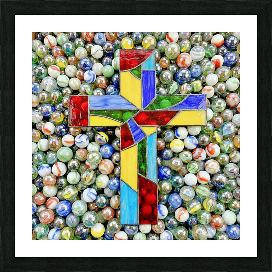 Cross on Marbles Picture Frame print