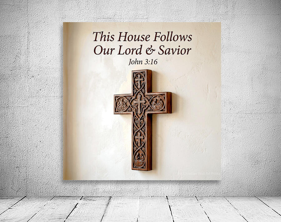 Walnut Cross on Wall Wall Preview