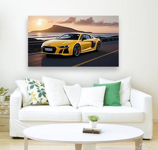 Visualize a stunning **yellow Audi R8** parked on a  1 by Amine Karaouzene