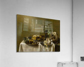 A still life with an overturned silver tazza. Glassware. Pies and a peeled lemon on a table [1633] by Willem Claesz Heda [1594–1680] Acrylic Print