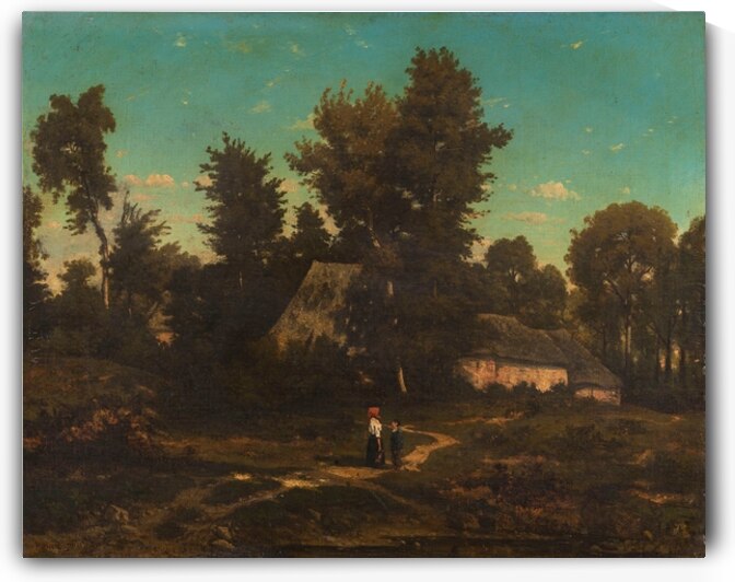 Paysage aux chaumières [19th Century] by Henri–Joseph Harpignies [1819–1916] by MyCozyFineArt