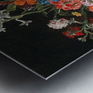 Carnations. Lillies. Nigellas and other flowers in a decorative terracotta vase on a stone ledge by Abraham Brueghel [1631–1697] Metal print