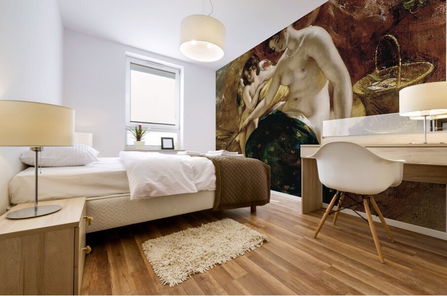 Nymph Angling by William Etty [1787–1849] Mural print