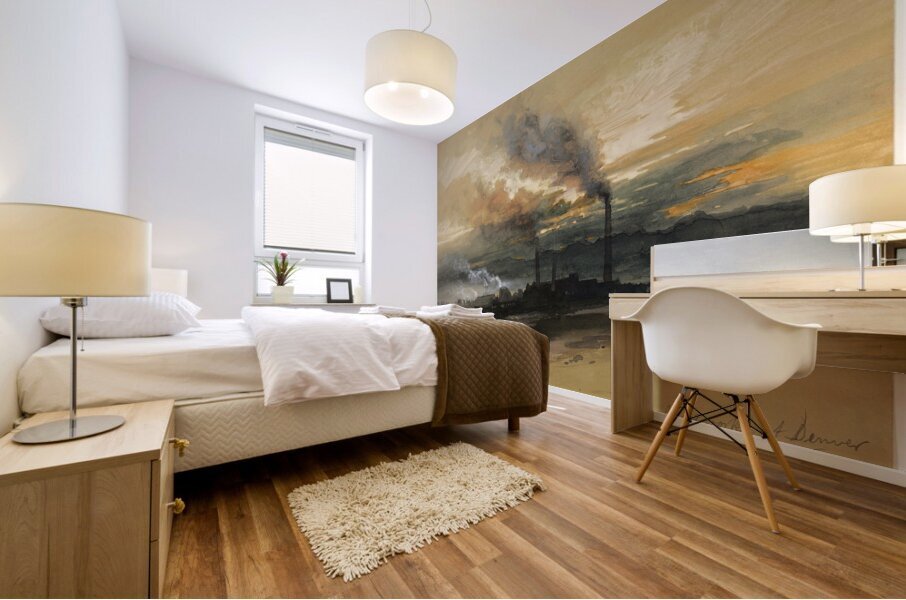 Smelting Works at Denver [1892] by Thomas Moran [1837–1926] Mural print