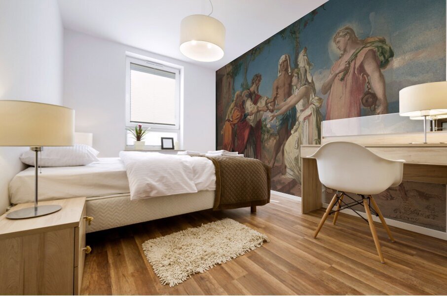 Tobias Brings His Bride Sarah to the House of His Father. Tobit [1830–82] by Henri Lehmann [1814–1882] Mural print