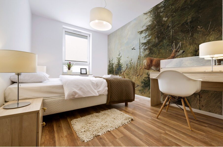 The Hunt [1890] by Moritz Müller [1841–1899] Mural print