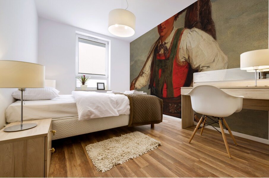 A Peasant On The Way To The Field by Josef Büche [1848–1917] Mural print