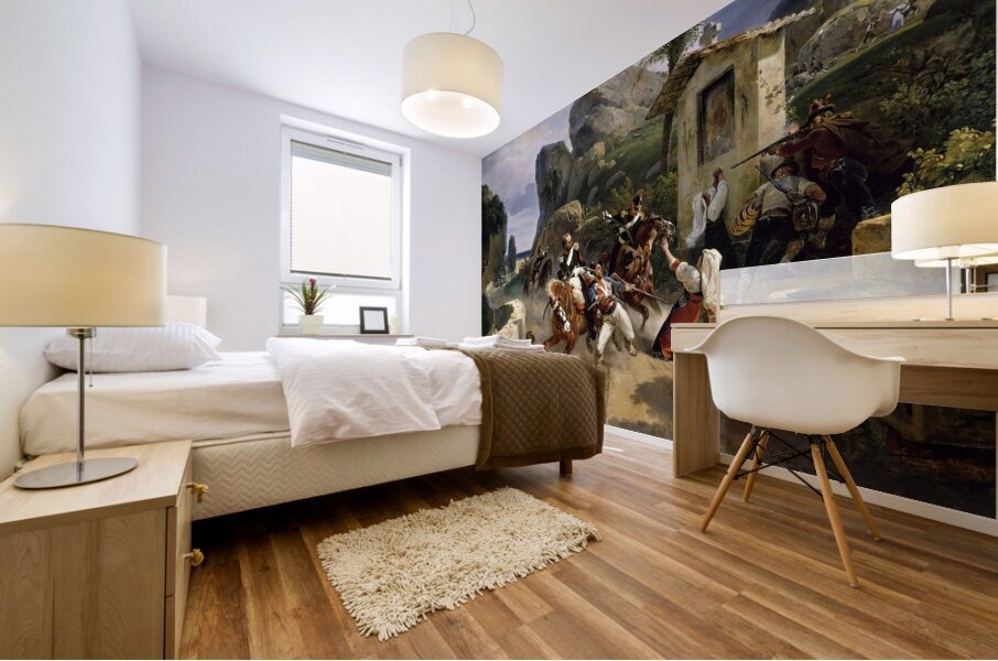 Italian Brigands Surprised By Papal Troops [1831] by Horace Vernet [1789–1863] Mural print