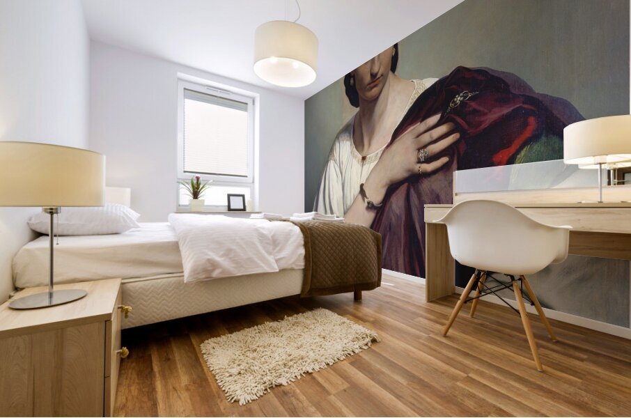 Lucrezia Borgia. Portrait of a Roman woman in white tunic and red robe [ca. 1862–1866] by Anselm Feuerbach [1829–1880] Mural print