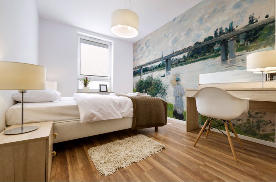 The Promenade with the Railroad Bridge. Argenteuil [1874] by Claude Monet [1840–1926] Mural print