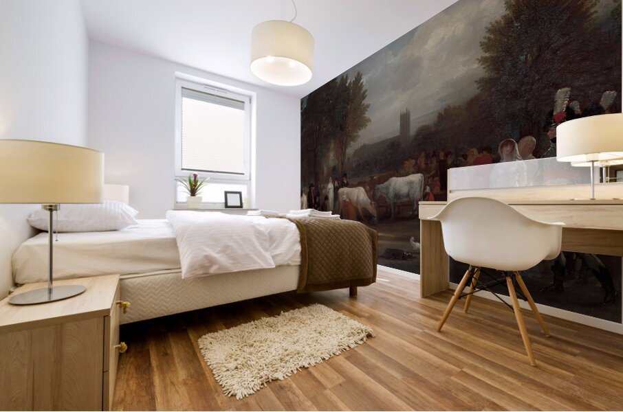 Milkmaids in St. James’s Park. Westminster Abbey Beyond [ca. 1801] by Benjamin West [1738–1820] Mural print