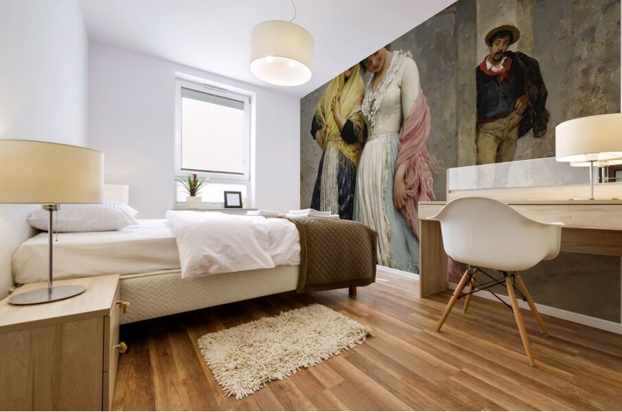 The Flirtation [1889] by Eugen von Blaas [1843–1931] Mural print