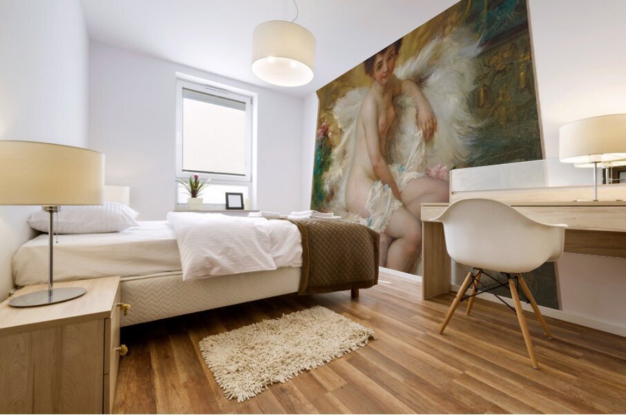 Durchs Schlüsselloch geschaut by Hans Zatzka [1859–1945] Mural print