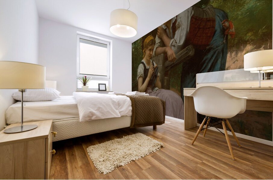 The demure maiden [1870] by François Alfred Delobbe [1835–1920] Mural print