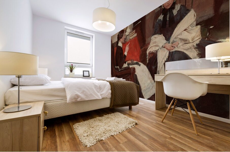 ‘And who’s going to support ’em’ demanded Mrs. Barkley’ [1898] by Howard Pyle [1853–1911] Mural print