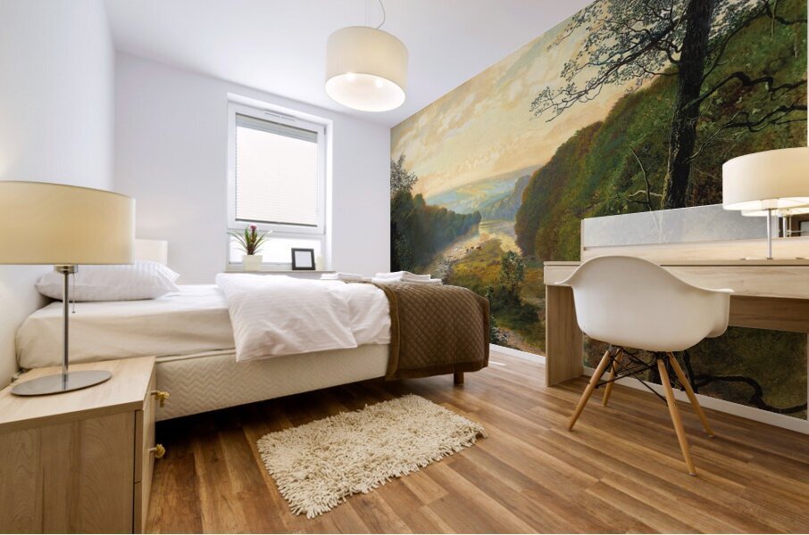 The Wharfe valley. With Barden Tower beyond [1870s] by John Atkinson Grimshaw [1836–1893] Mural print