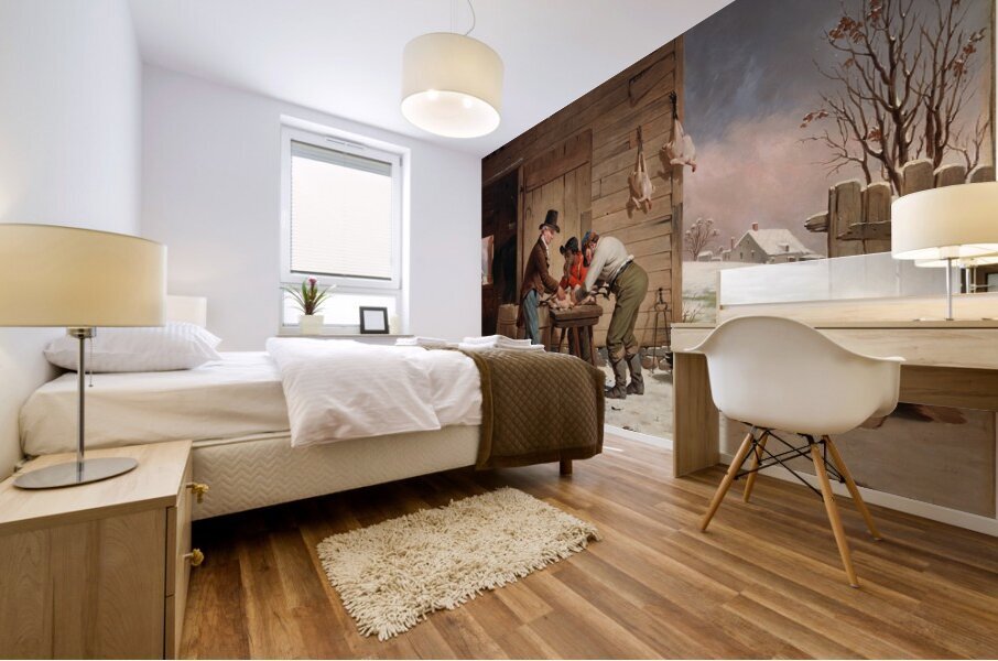 Preparing for Christmas [Plucking Turkeys] [1851] by Francis William Edmonds [1806–1863] Mural print