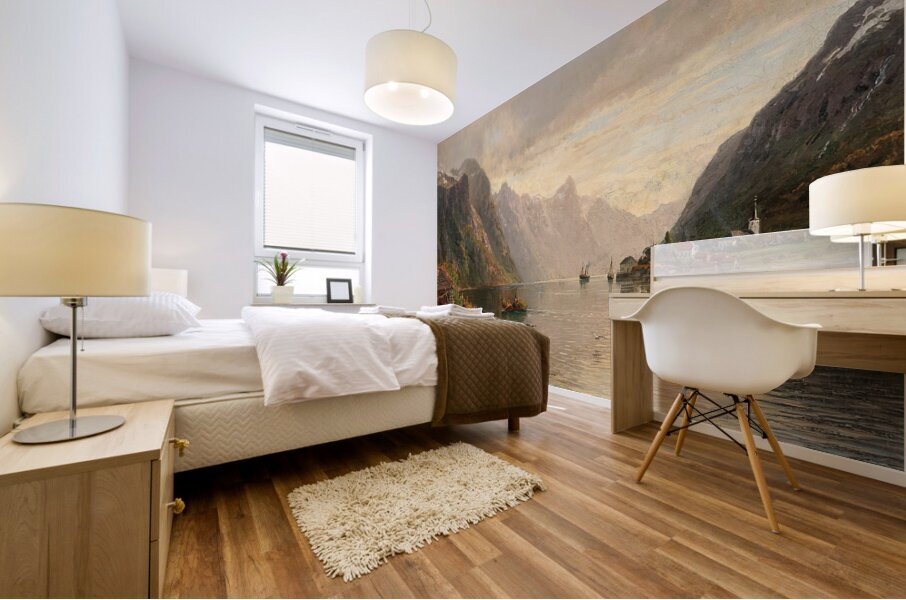 Fjordlandschaft [1891] by Anders Askevold [1834–1900] Mural print