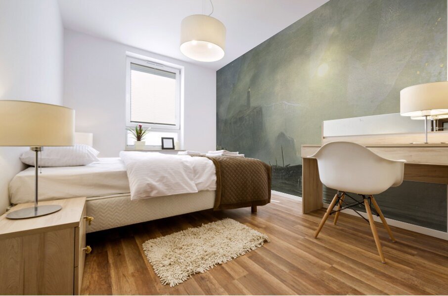 View of a Rocky Coast by Moonlight [1830–1880] by Théodore Gudin [1802–1880] Mural print