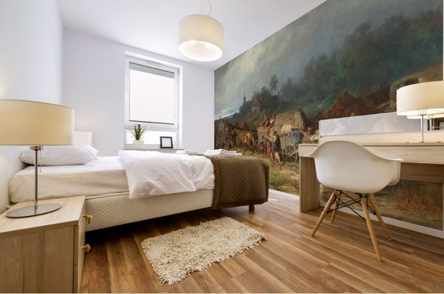 Returning Home. ‘Patient Transport [Polish Camp]’ [1865] by Jozef Brandt [1841–1915] Mural print