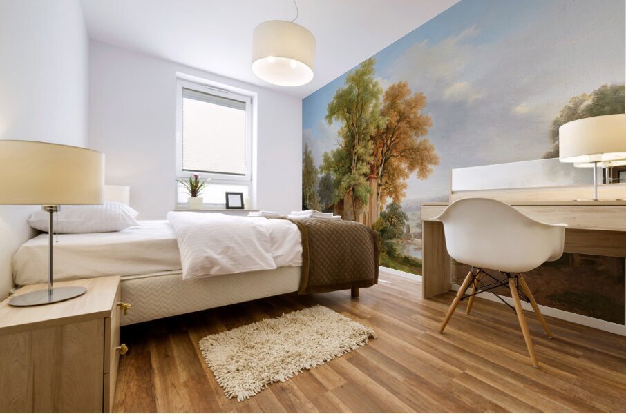 Wäscherinnen vor weiter Landschaft by Wolfgang Adam Töpffer [1766–1847] Mural print