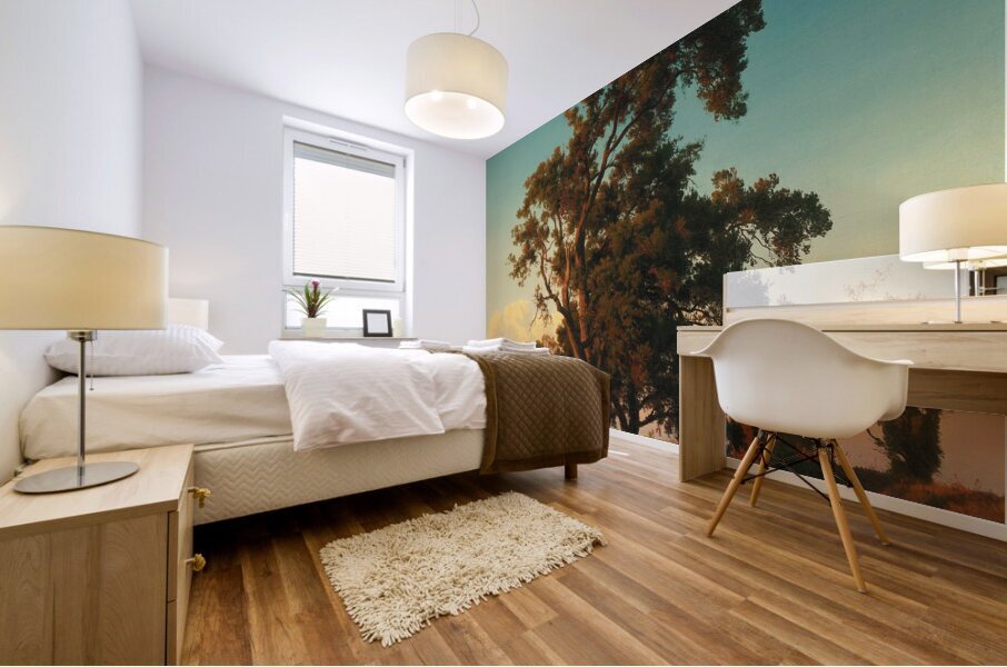 A majestic tree in the evening light by Oswald Achenbach [1827–1905] Mural print