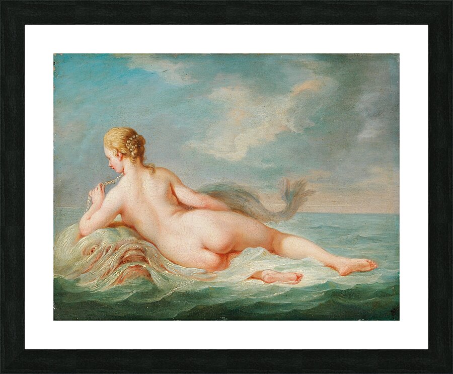 A Naiad lying upon a dolphin by Jacques Charlier [1720–1790] Picture Frame print