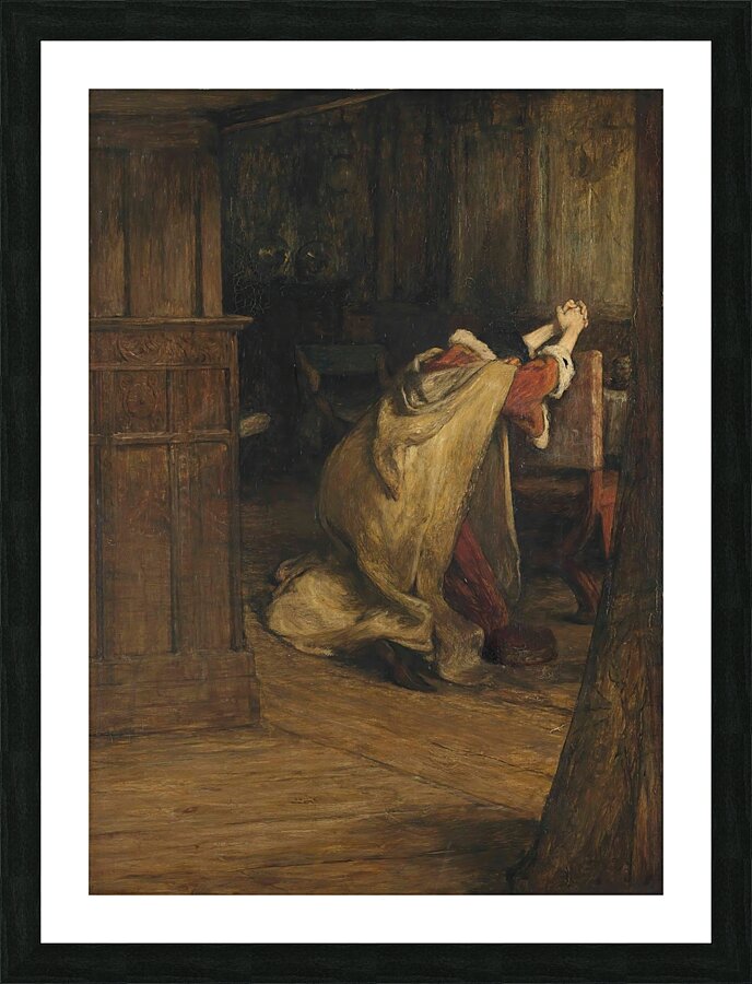 Hamlet and the King ‘Pray I can not. – My words fly up. My thoughts remain below. Words without Thoughts. Never to heaven go.’ Act III. Scene 3 by William Quiller Orchardson [1832–1910] Picture Frame print