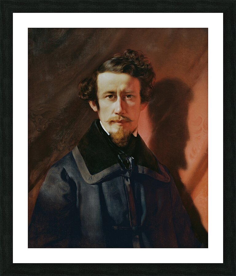 Selbstporträt vor rotem Grund [1843] by Franz Eybl [1806–1880] Picture Frame print