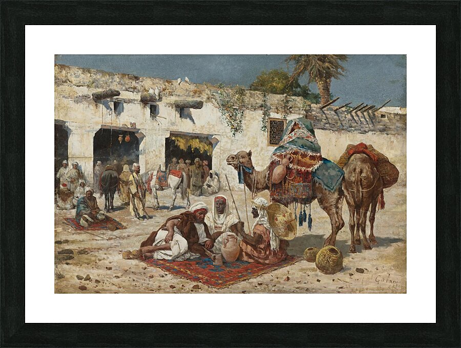 Caravan at rest by Giuseppe Gabani [1846–1899] Picture Frame print