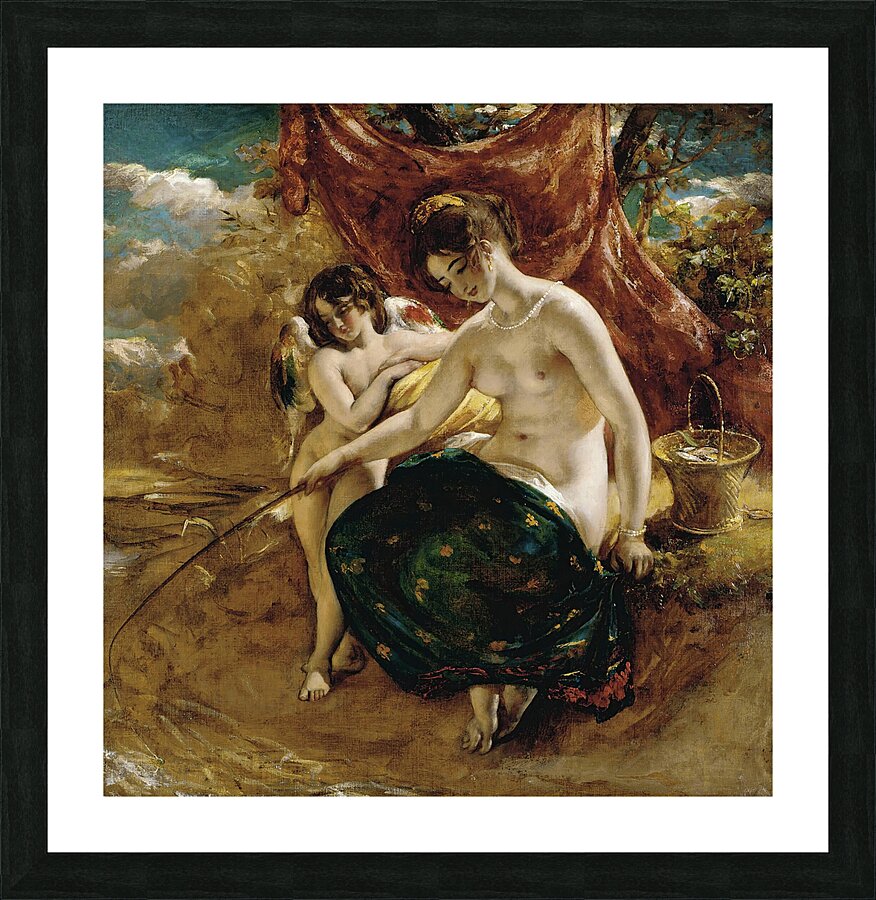 Nymph Angling by William Etty [1787–1849] Picture Frame print
