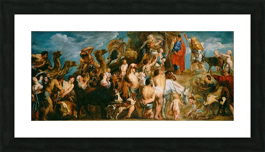 Moses Striking Water from the Rock [1645–1650] by Jacob Jordaens [1593–1678] Picture Frame print