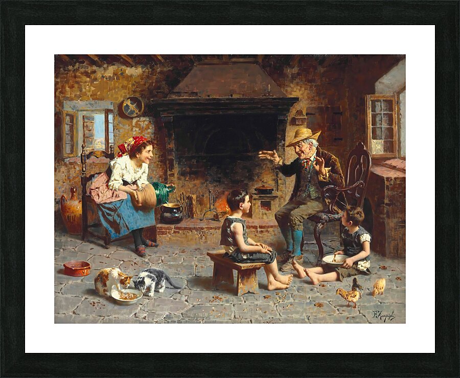 Storytime by Eugenio Zampighi [1859–1944] Picture Frame print
