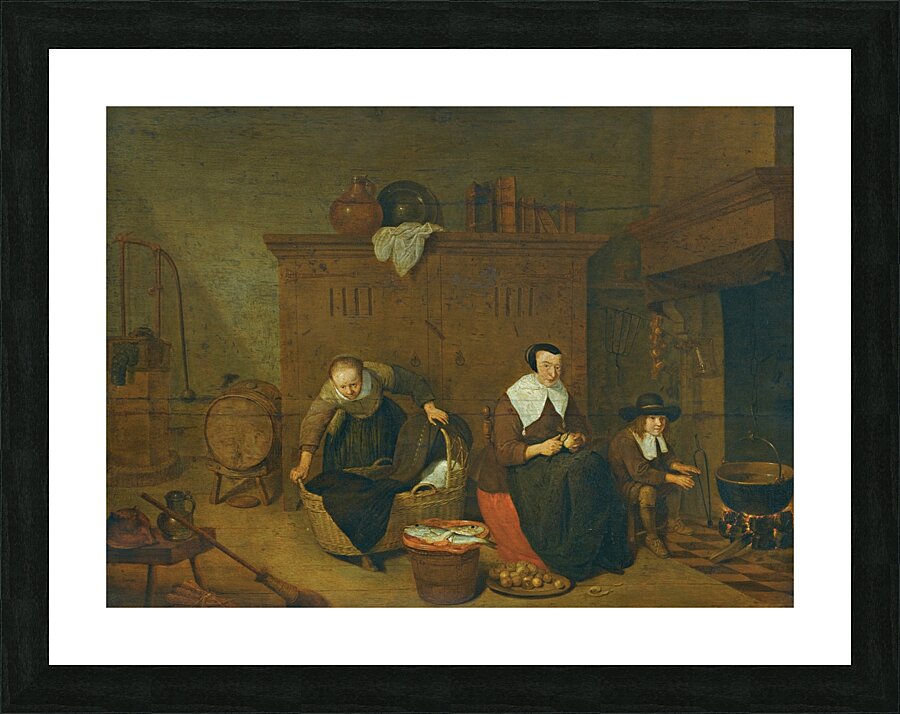 An Interior With a Woman Peeling Turnips by Quirijn Van Brekelenkam [1622–1669] Picture Frame print