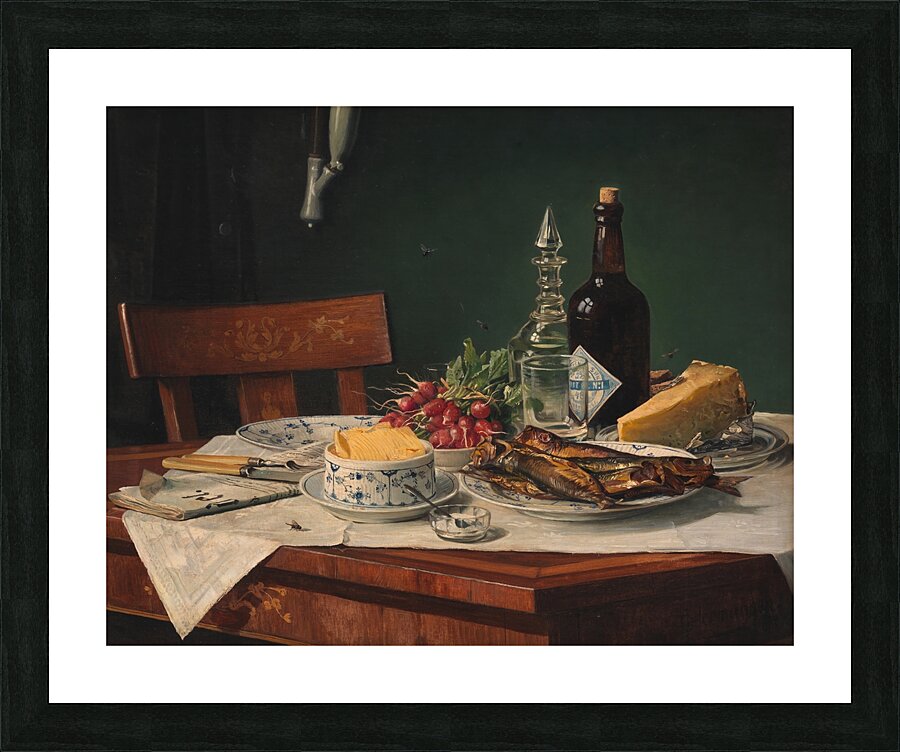 Et Frokostbord [1884] by Oluf August Hermansen [1849–1897] Picture Frame print