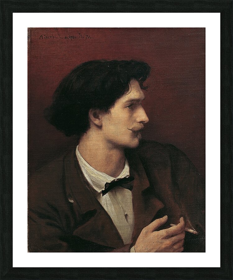 Self–portrait with cigarette [1871] by Anselm Feuerbach [1829–1880] Picture Frame print