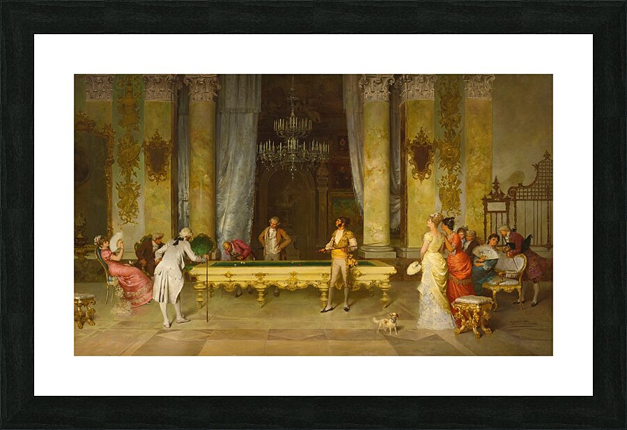 A Game Of Billiards by Francesco Beda [1840–1900] Picture Frame print