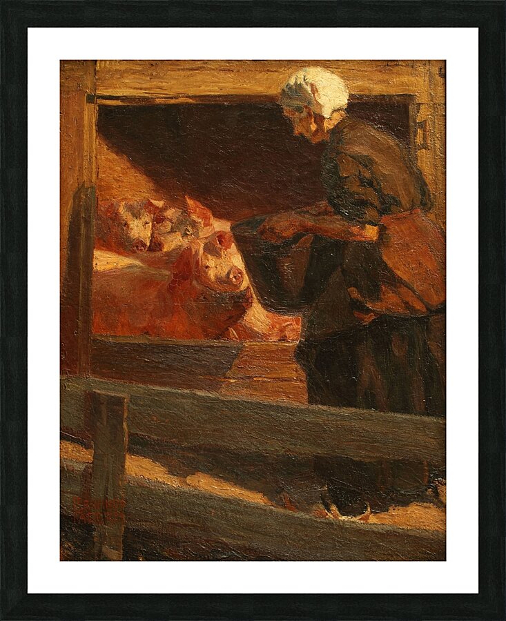 La comida de los cerdos [1904] by Fernando Fader [1882–1935] Picture Frame print