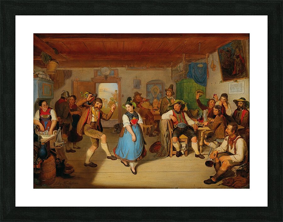 A Tyrolean Tavern. In The Background Andreas Hofer Seated At A Table by Anton Alois Kirchebner [1823–1868] Picture Frame print