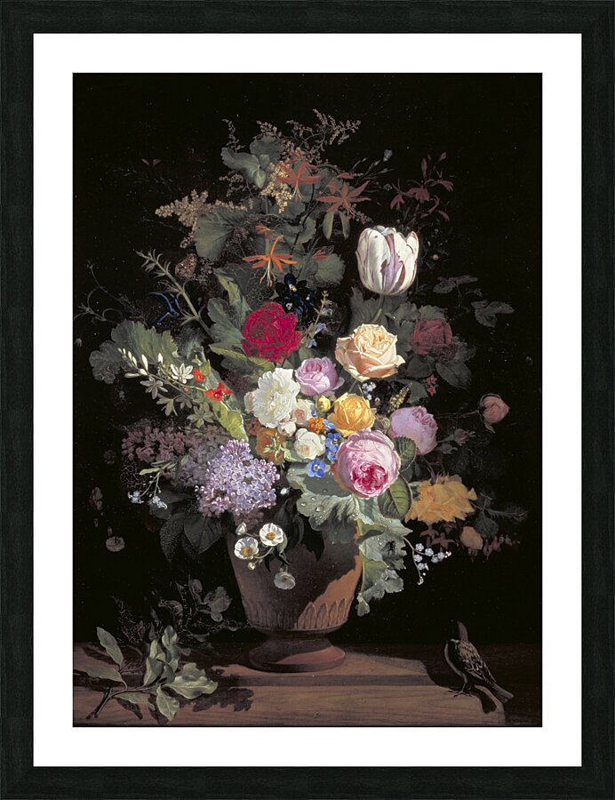 Flowers In A Vase [1869] by Otto Didrik Ottesen [1816–1892] Picture Frame print