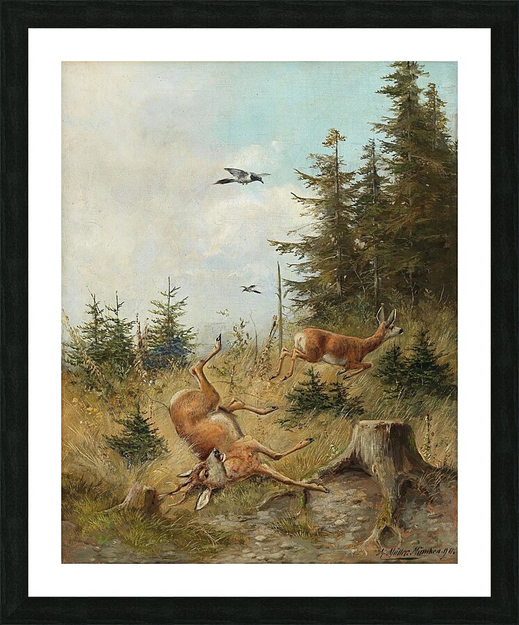 The Hunt [1890] by Moritz Müller [1841–1899] Picture Frame print