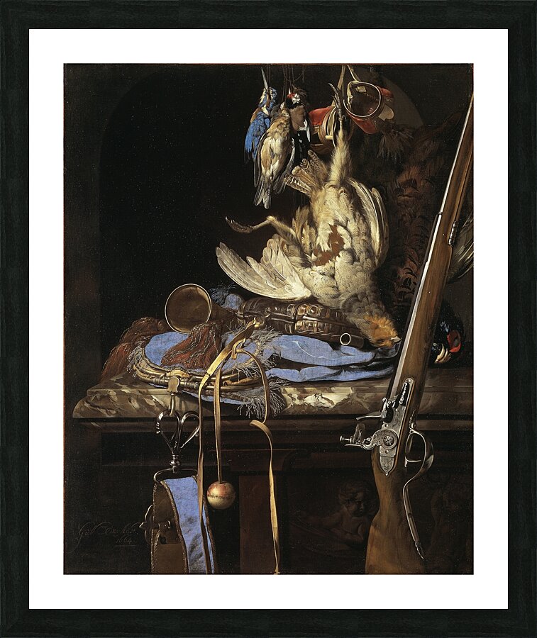 Still Life with Hunting Gear [1664] by Willem van Aelst [1627–ca. 1683] Picture Frame print
