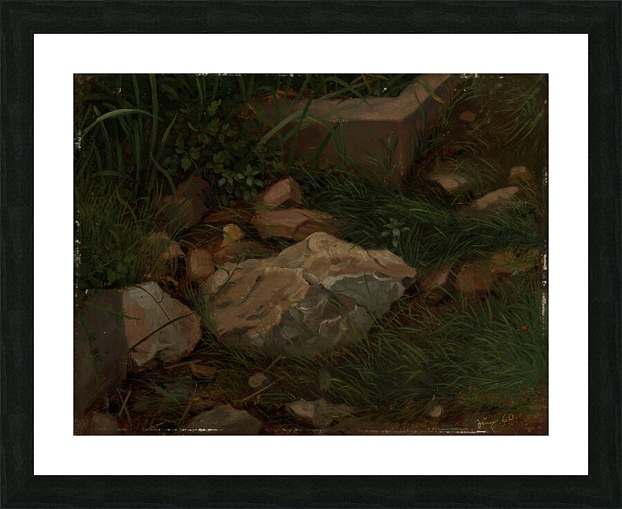 Steine im Gras [1860] by Hans Thoma [1839–1924] Picture Frame print