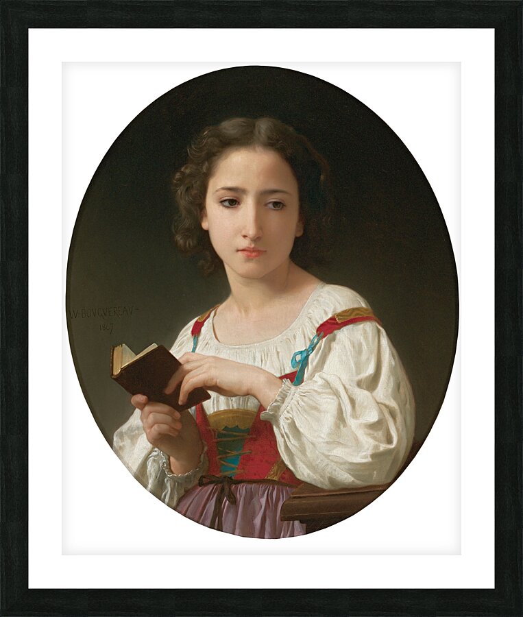 Le Livre D’heures [1867] by William Bouguereau [1825–1905] Picture Frame print