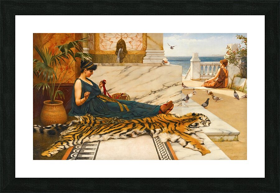 The Tigerskin [Sewing Girl] [1889] by John William Godward [1861–1922] Picture Frame print