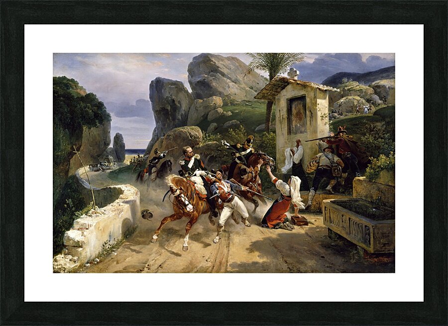 Italian Brigands Surprised By Papal Troops [1831] by Horace Vernet [1789–1863] Picture Frame print
