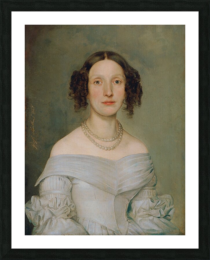 Dame in hellblauem Kleid [1840] by Johann Baptist Reiter [1813–1890] Picture Frame print